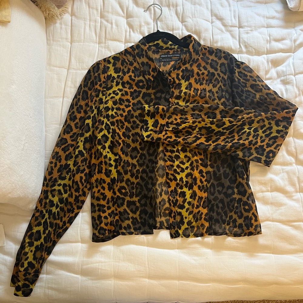 Cheetah Print Long Sleeve Button Down - image 1